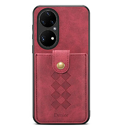 Coque en TPU + PU porte-carte détachable, hybride rouge pour votre Huawei P50