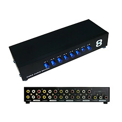 Kalea-Informatique Switch Audio Stereo + Video Composite - 8 Ports - Aiguille Une entrée vers 8 Sorties ou 8 entrées vers Une Sortie