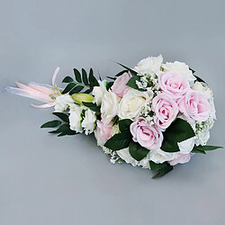 Mariage Main Bouquet De Mariée Tenant Des Fleurs Artificielles Blanc + Rose pas cher