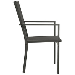 Acheter Maison Chic Lot de 4 Chaises de jardin,Fauteuil d'extérieur Textilène et acier Noir et anthracite -MN55986