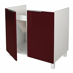 Berlioz Creations CE8BD Meuble Bas de Cuisine sous-Evier Evier Bordeaux Haute Brillance 80 x 52 x 83 cm