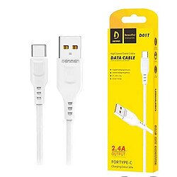 CABLE DENMEN D01T USB TYPE-C 1 METER WHITE 2.4A