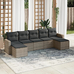 Maison Chic Salon de jardin avec coussins 7 pcs | Ensemble de Table et chaises | Mobilier d'Extérieur gris résine tressée -GKD23531