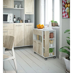 Avis CSTORE - desserte 2 portes 1 tiroir - blanc et chêne - l 80xp 39xh 87 cm