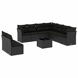 Maison Chic Salon de jardin 10 pcs avec coussins | Ensemble de Table et chaises | Mobilier d'Extérieur noir résine tressée -GKD48310