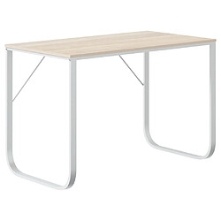 vidaXL Bureau d'ordinateur Blanc et chêne 110x60x73 cm Aggloméré