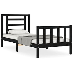 Maison Chic Lit adulte - Cadre Structure de lit avec tête de lit Contemporain noir simple bois massif -MN49459