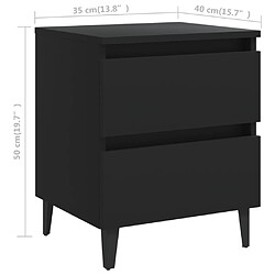 vidaXL Tables de chevet 2 pcs noir 40x35x50 cm bois d'ingénierie pas cher