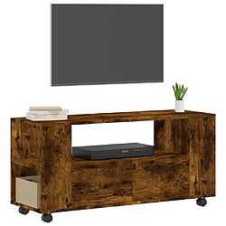 Avis Maison Chic Meuble TV scandinave - Banc TV pour salon chêne fumé 102x34,5x43 cm bois d'ingénierie -MN63813