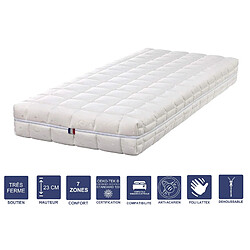 Literie Julien Lot de 2 Matelas Mémoire de Forme 70x190 x 23 cm Très Ferme + 2 Oreillers Visco - Spécial Sommier Electrique - Déhoussable Housse Lavable - 7 Zones de Confort - Noyau Poli Lattex HR Dernière Génération - Très Respirant