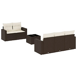 vidaXL Salon de jardin avec coussins 6 pcs marron résine tressée