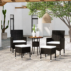 vidaXL Salon de jardin 5 pcs Résine tressée Noir