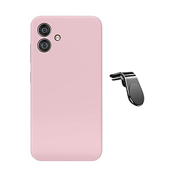 Kit De Support Magnétique Pour Voiture L Safe Driving + Housse En Silicone Liquide Phonecare Pour Samsung Galaxy A06 - Rose