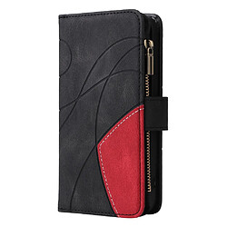 Etui en PU épissage bicolore avec support, porte-cartes et pochette zippée noir pour votre Sony Xperia 10 III 5G/Xperia 10 III Lite