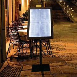 Présentoir Menus Professionnel Eclairé LED Noir 1,20 m - Securit - - Acier 650x100x1200mm pas cher