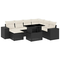 vidaXL Salon de jardin 8 pcs avec coussins noir résine tressée