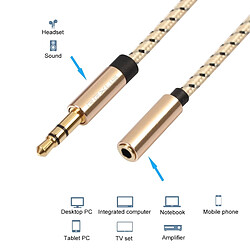 Acheter Wewoo Cable Jack Auxiliaire 3596 Rallonge mâle / femelle pour casque stéréo 3,5 mm à en tresse doré périphériques numériques standard AUX 3,5 mmlongueur 0,5 m