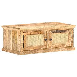 vidaXL Table basse 90x50x35 cm Bois de manguier et canne naturelle