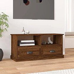 Maison Chic Meuble TV scandinave - Banc TV pour salon chêne marron 93x35,5x45 cm bois d'ingénierie -MN59553