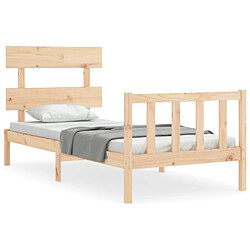 Maison Chic Cadre/structure de lit avec tête de lit pour adulte - Lit Moderne Chambre 90x200 cm bois massif -MN31900 