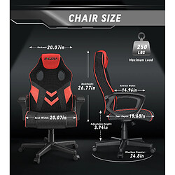 Chaise Gaming - Chaise de jeu, chaises de jeu vidéo Rattantree, chaises d'ordinateur, chaise ergonomique à hauteur réglable, chaise de course, chaise en cuir, chaise de jeu PC, rouge pas cher