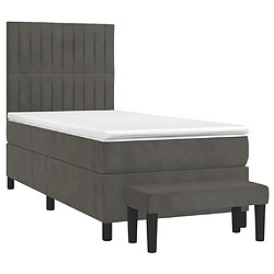 Avis Maison Chic Lit Adulte - Lit simple Lit à sommier tapissier et matelas moelleux - Meuble de Chambre - Gris foncé 80x200 cm Velours -MN91611