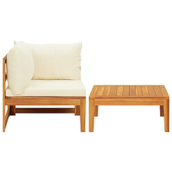 Maison Chic Salon de jardin 2 pcs avec coussins - Table et chaises d'extérieur - Mobilier/Meubles de jardin Moderne blanc crème Bois d'acacia -MN29694