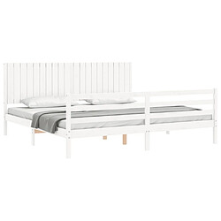 Acheter Maison Chic Lit adulte - Cadre Structure de lit avec tête de lit Contemporain blanc 200x200 cm bois massif -MN22946