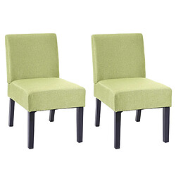 Decoshop26 Lot de 2 chaises à manger en tissu vert pieds en bois design simple siège extra long 04_0000396