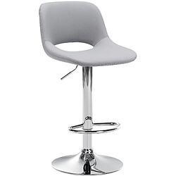 Decoshop26 Tabouret de bar chaise haute x1 avec repose-pieds en PVC gris piètement métallique chromé 10_0004579