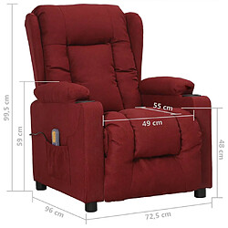 vidaXL Fauteuil de massage Rouge bordeaux Tissu pas cher