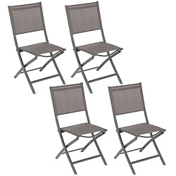 Toilinux Lot de 4 Chaises de jardin pliantes Essentia - Gris wengé et marron tonka