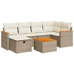 vidaXL Salon de jardin avec coussins 7 pcs beige résine tressée