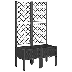 Maison Chic Jardinière,Bac à fleurs avec treillis - pot de fleur noir 80x40x142 cm PP -GKD69141