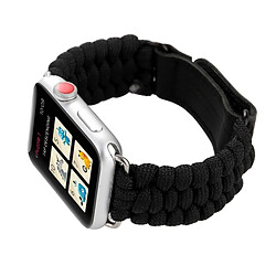 Acheter Wewoo Magic Paste En Cuir Véritable Parapluie Corde Nylon Montre-Bracelet Bande avec & Acier Inoxydable Boucle pour Apple Watch Série 3 & 2 & 1 38mm Noir