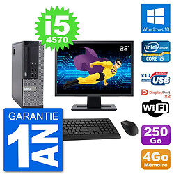 PC Dell 9020 SFF Ecran 22" Intel i5-4570 RAM 4Go Disque 250Go Windows 10 Wifi - Occasion