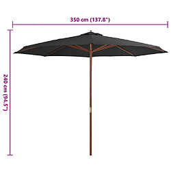 Avis vidaXL Parasol d'extérieur avec mât en bois 350 cm Anthracite