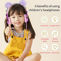 GUPBOO Mignon dessin animé chat filaire casque pour filles et enfants musique casque stéréo ordinateur téléphone casque enfants