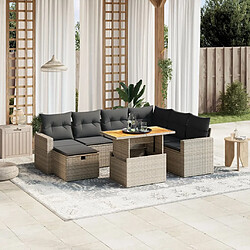 vidaXL Salon de jardin 8 pcs avec coussins gris résine tressée