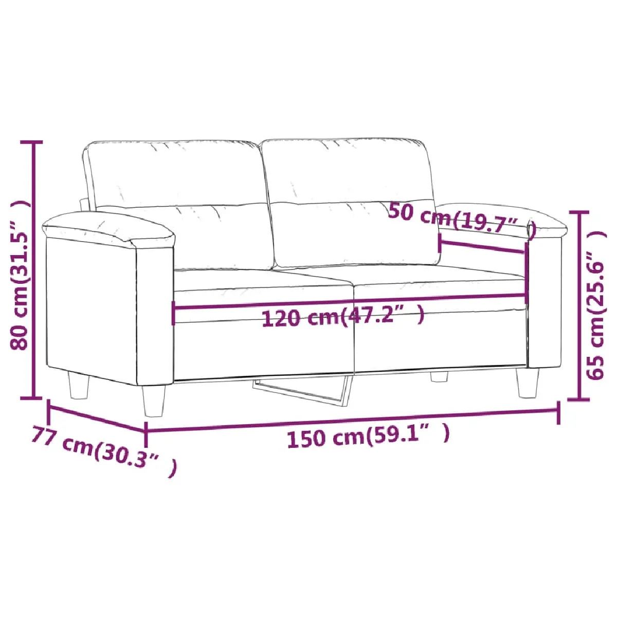 vidaXL Canapé à 2 places Rouge bordeaux 120 cm Similicuir pas cher