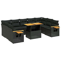 Maison Chic Salon de jardin 10 pcs avec coussins, Ensemble Tables et chaises d'extérieur noir résine tressée -GKD840928