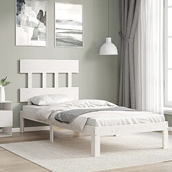 Maison Chic Cadre/structure de lit avec tête de lit pour adulte - Lit Moderne Chambre blanc simple bois massif -MN49576