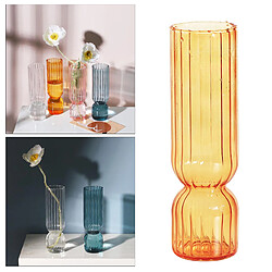 Vase à Fleurs En Verre Moderne Table Hydroponique Terrarium Porte-plante Conteneur Cylindre Orange pas cher