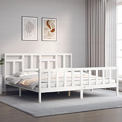 Avis Maison Chic Lit adulte - Cadre Structure de lit avec tête de lit Contemporain blanc 200x200 cm bois massif -MN25089