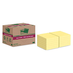 Notes recyclées jaunes pastel Super Sticky Post-it - bloc de 70 feuilles - Lot de 12