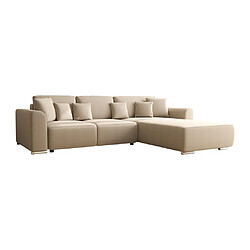 Acheter Vente-Unique Canapé d'angle convertible et réversible en tissu beige MELTANA