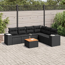 Maison Chic Salon de jardin 7 pcs avec coussins | Ensemble de Table et chaises | Mobilier d'Extérieur noir résine tressée -GKD71251