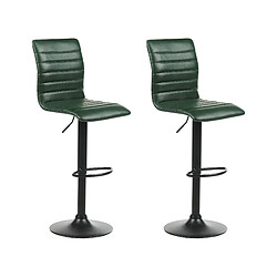 Beliani Tabouret de bar Set de 2 Cuir PU Vert foncé LUCERNE