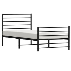 Acheter Maison Chic Lit adulte - Lit simple Cadre de lit métal avec tête de lit/pied de lit,Structure du lit Contemporain pour chambre noir 100x190 cm -MN33688