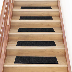 vidaXL Tapis d'escalier autocollants Rectangulaire 15 pcs 76x20cm Noir